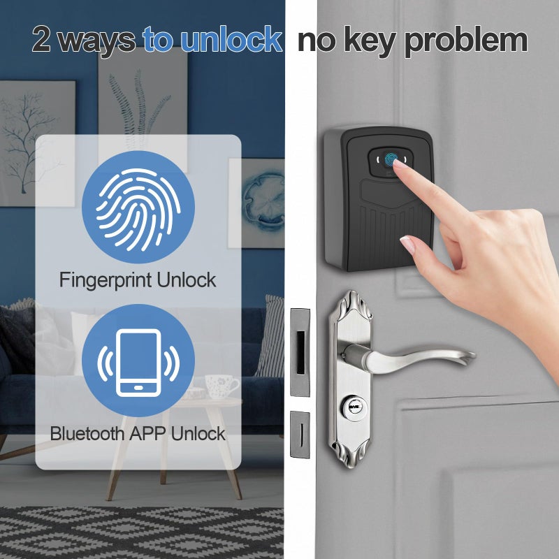 Loccess Fingerprint Smart Key Lock Box for Outside  Remote Access Wireless Key Box Operate on iOS/Android APP with WiFi Gateway  Large Capacity Bluetooth Key Safe Box - Image 2